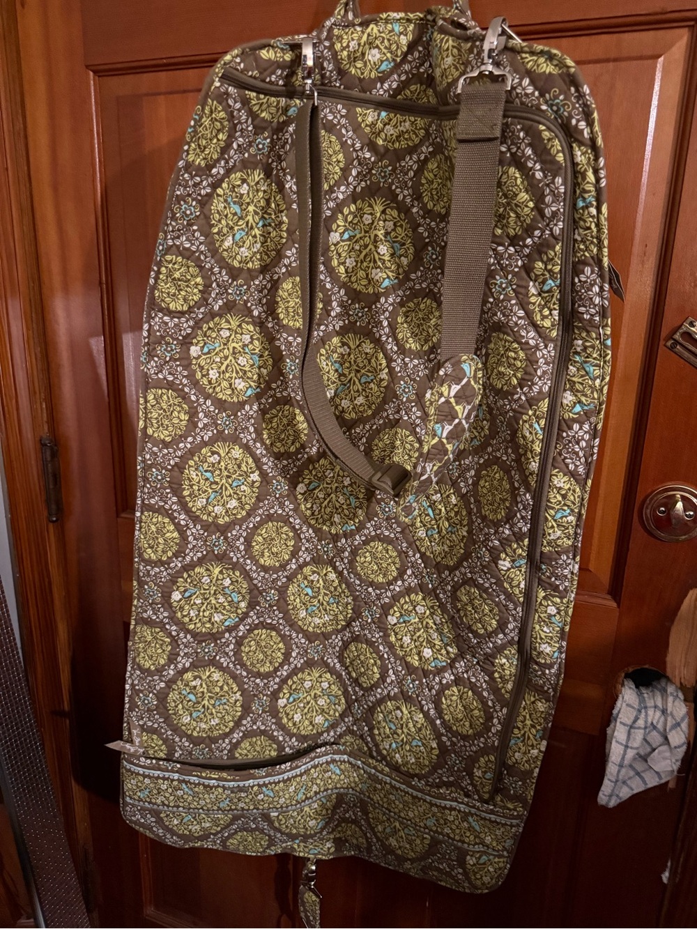 Women’s Quilted Travel Garment Bag in Brown and Green
